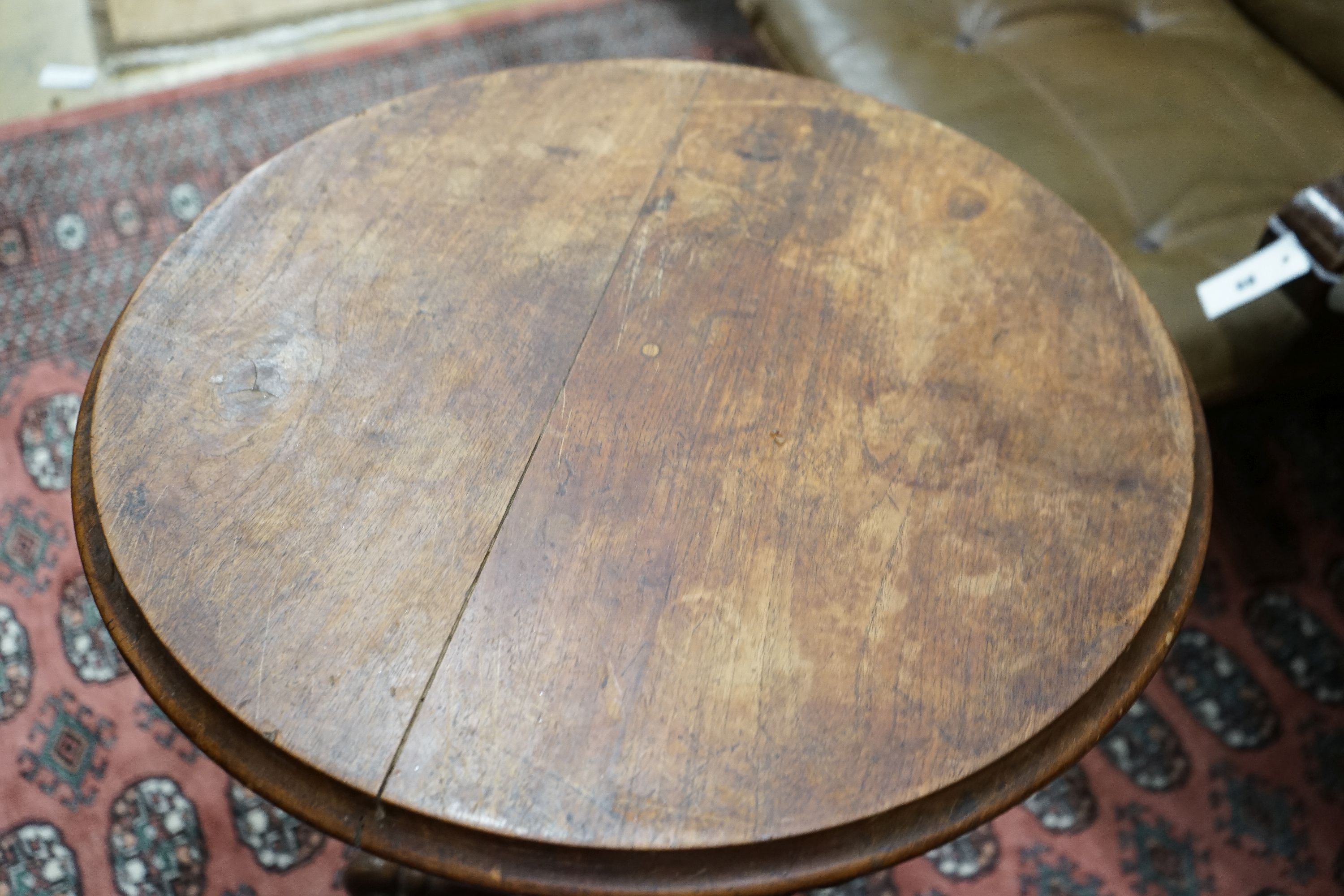 A late 19th Anglo Indian hardwood circular tripod wine table, diameter 53cm, height 69cm